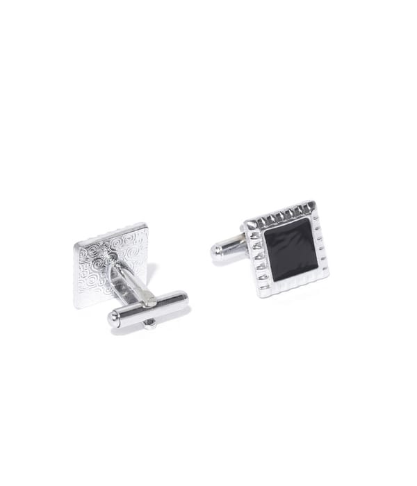 YouBella Jewellery Valentine Gifts for Men Latest Stylish Silver Black Formal Cuff Links Cufflinks Set for Men